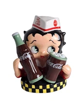 BETTY BOOP COCA-COLA SODA JERK Salt & Pepper Shaker Set 2000 w/ Box
