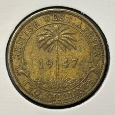 British West Africa 2 shillings 1947 KN George VI KM#24 Nickel Brass aVF B2696
