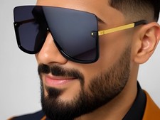 Dark Black Lens Men Sunglasses Street Wear Big Shades Hip Hop Luxury Stylish New