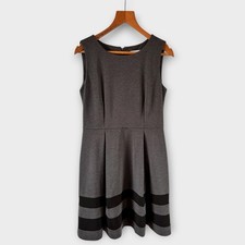 Calvin Klein Dress US 8 Fit UK 12 Grey Black Fit Flare Work Formal Smart Office