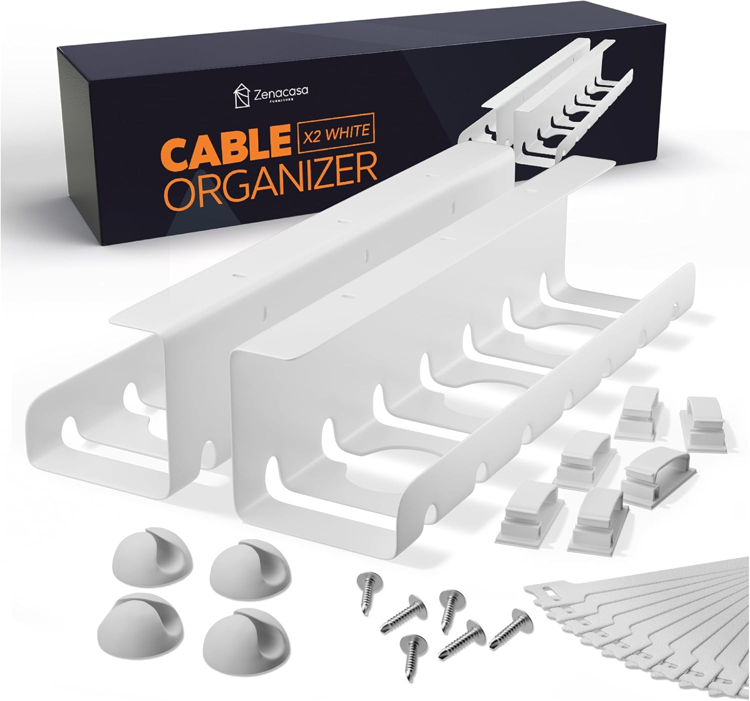 Organizer Cavi Scrivania Sicuro per Bambini - Acciaio Bianco Set 2