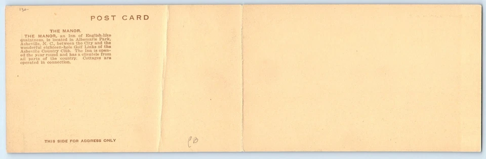 c1905 The Manor Inn At Albemarie Park Asheville North Carolina NC Postcard - Image 2 of 2