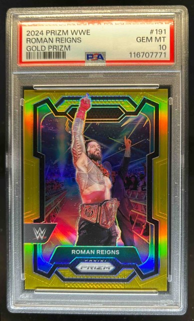 2024 Prizm WWE Roman Reigns Gold Prizm #1/10 PSA 10