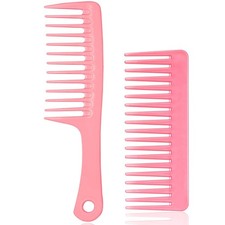 2PCS Wide Tooth Comb for Curly - Large Hair Detangling Large, Pink