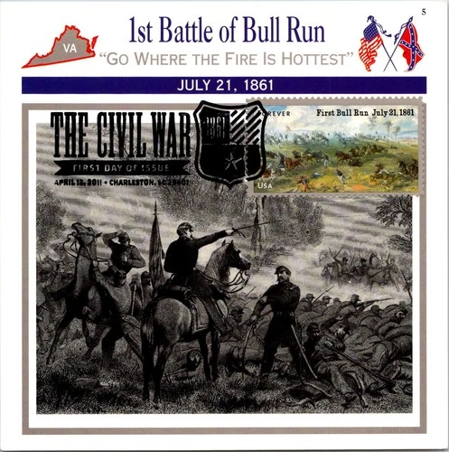 Dr Jim Stamps Maximum Card First Bull Run 1861 The Civil War Fdc