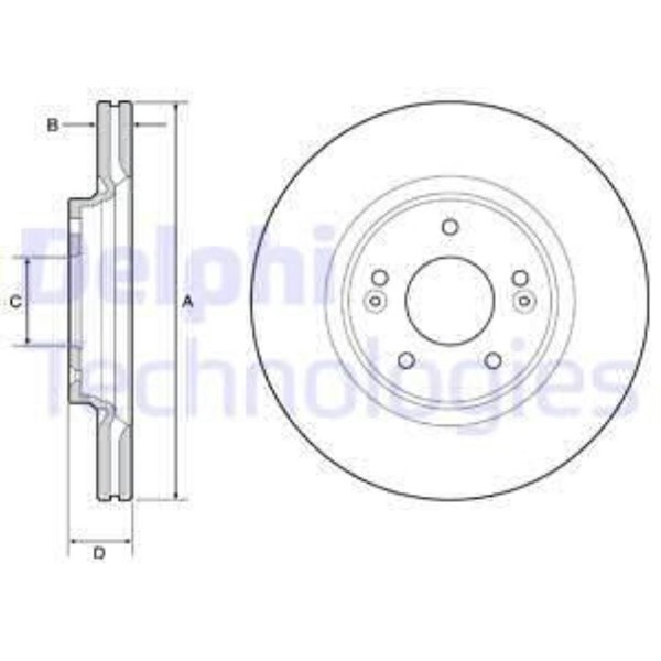 Delphi 2X Bremsscheibe Vorne Ø305 Mm BelüFtet FüR Hyundai Tucson TLE 1.6 Gdi-image
