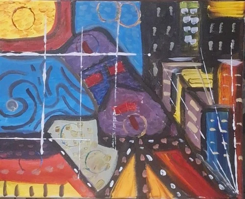Guarded chaos, Acrylic Painting - 16x20 Hand Painted Artwork on Canvas