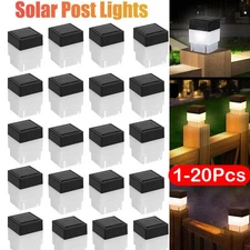 1-20x Solar Post Light 2x2" Waterproof LED Outdoor Garden Street Fence Cap Lamp