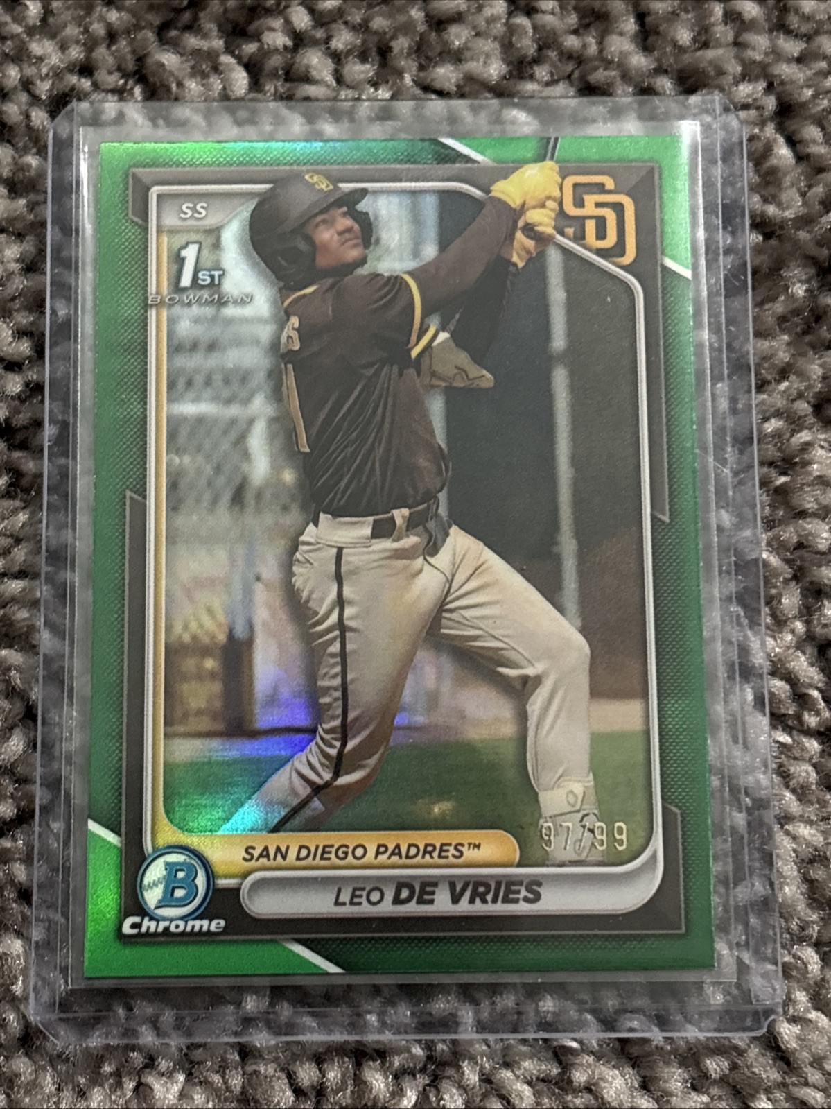2024 Bowman Chrome 1st Leo de Vries True Green Refractor /99 #BCP-179