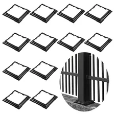 Thyle 12 Pcs 6 x 6 Inches Vinyl Post Sleeve Black Adjustable Skirt black 