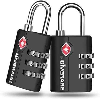 GIVERARE 2 Pack TSA Approved Luggage Locks, Combination Travel Cable Padlock, 3-Digit Wat