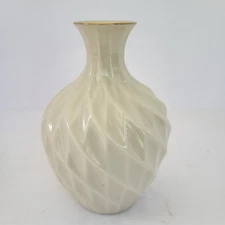 Vintage Lenox Richmond Swirl Bud Vase Ivory Bone China Swirl 24K Gold Trim 5.5"