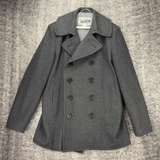Schott Bros 751 Wool Peacoat Mens XL Gray USA Made Double Breasted Heavy Jacket