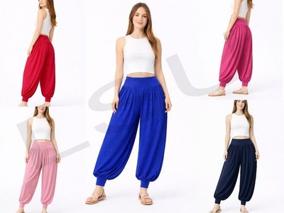 Women's Full-Length Harem Pants Loose Fit Ali Baba Baggy Trousers Dance Pants