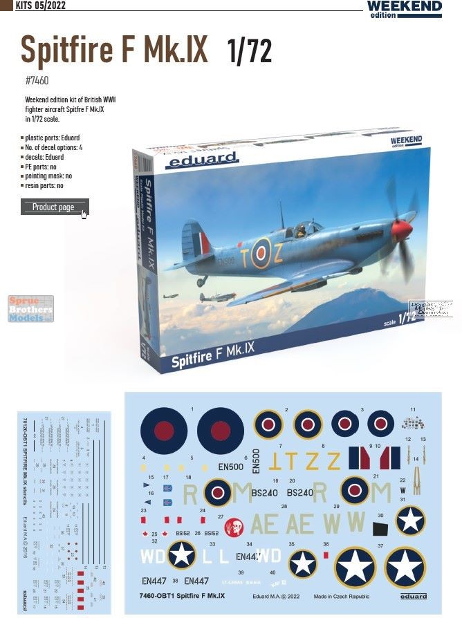 EDU07460 1:72 Eduard Spitfire F Mk.IX Weekend Edition | eBay