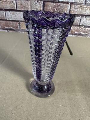 RARE Vintage FOSTORIA Glass Kristall Alt STRAIGHT VASE Pink/Purple Lila