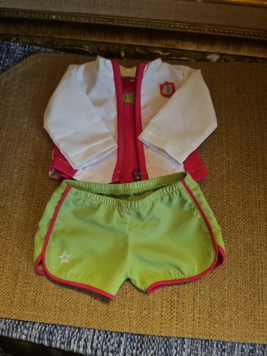 American Girl Doll Track Outfit Set Athletic Running Clothing AG Pink Green - Picture 21 of 24