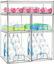 Organizador de Biberones 5 Pack Cajones Apilables Acrilico Transparente Chupones