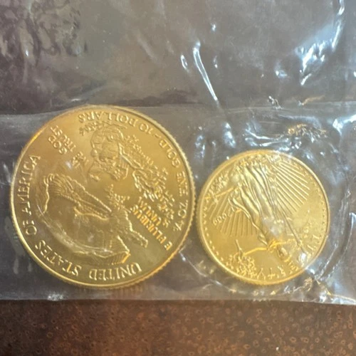 United States Mint American Eagle Gold Coins 1/4oz 10$ coin  & 1/10 oz 5$ coin
