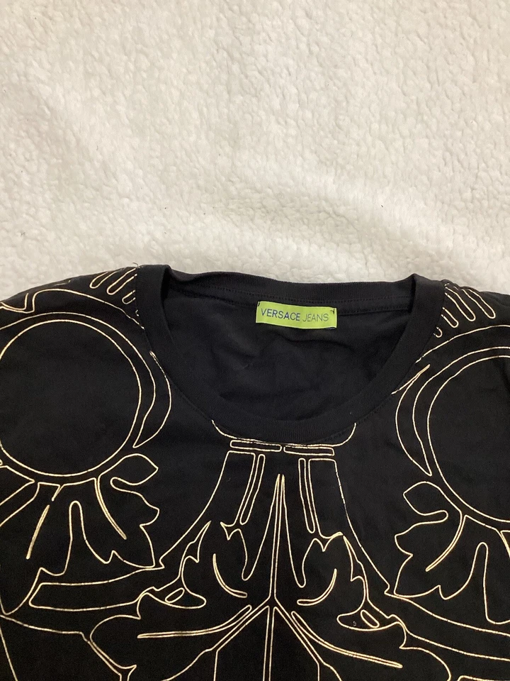 Camiseta Versace Jeans Vintage Gráfico Logo - Negra - Talla Mediana Swinger Intl T72 Foto 2 de 4