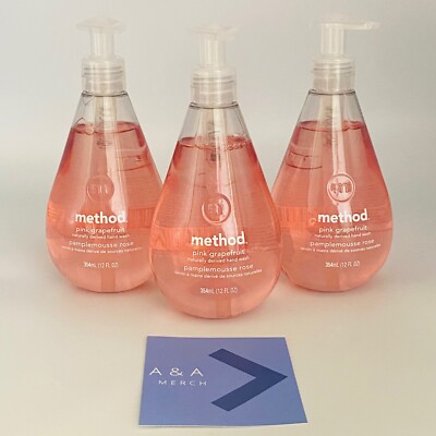 Method Pink Grapefruit - Gel Hand Wash / Gel Hand Soap, 12 oz each - LOT OF 3