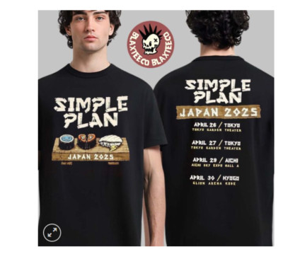 Simple Plan Japan Tour 2025 Tour List Sushi Artwork Two Sided Unisex T-Shirt