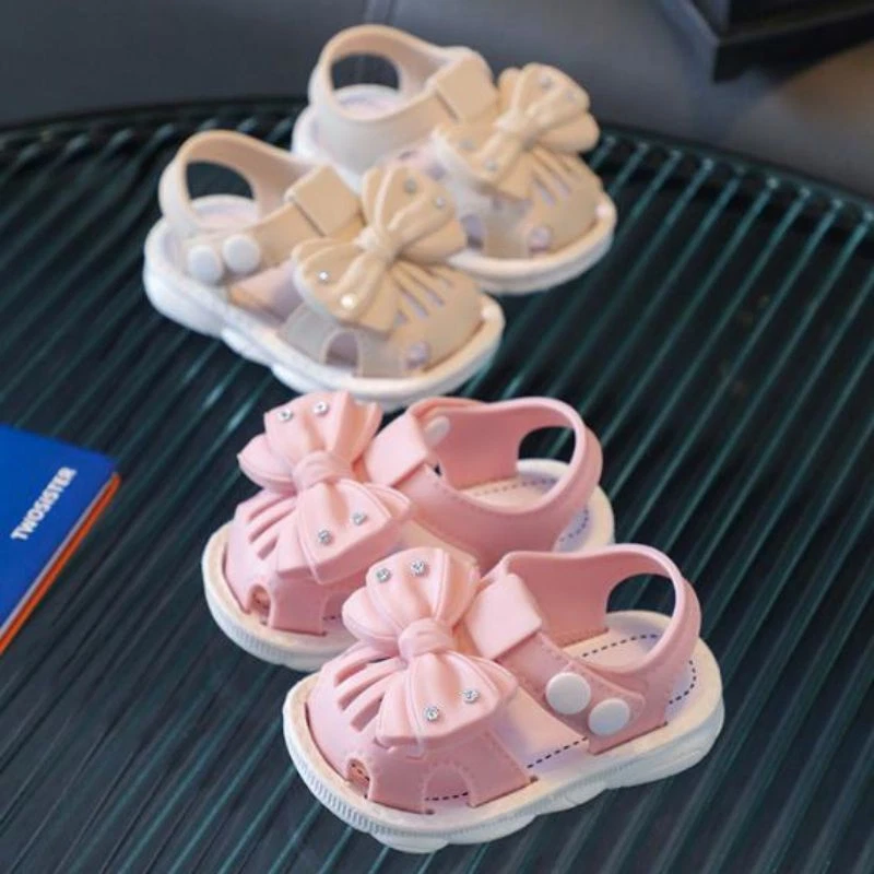 Baby Girls Infants Sandals Soft Sole Shoes Newborn Toddler Bow Slippers Summer - Image 2 of 4