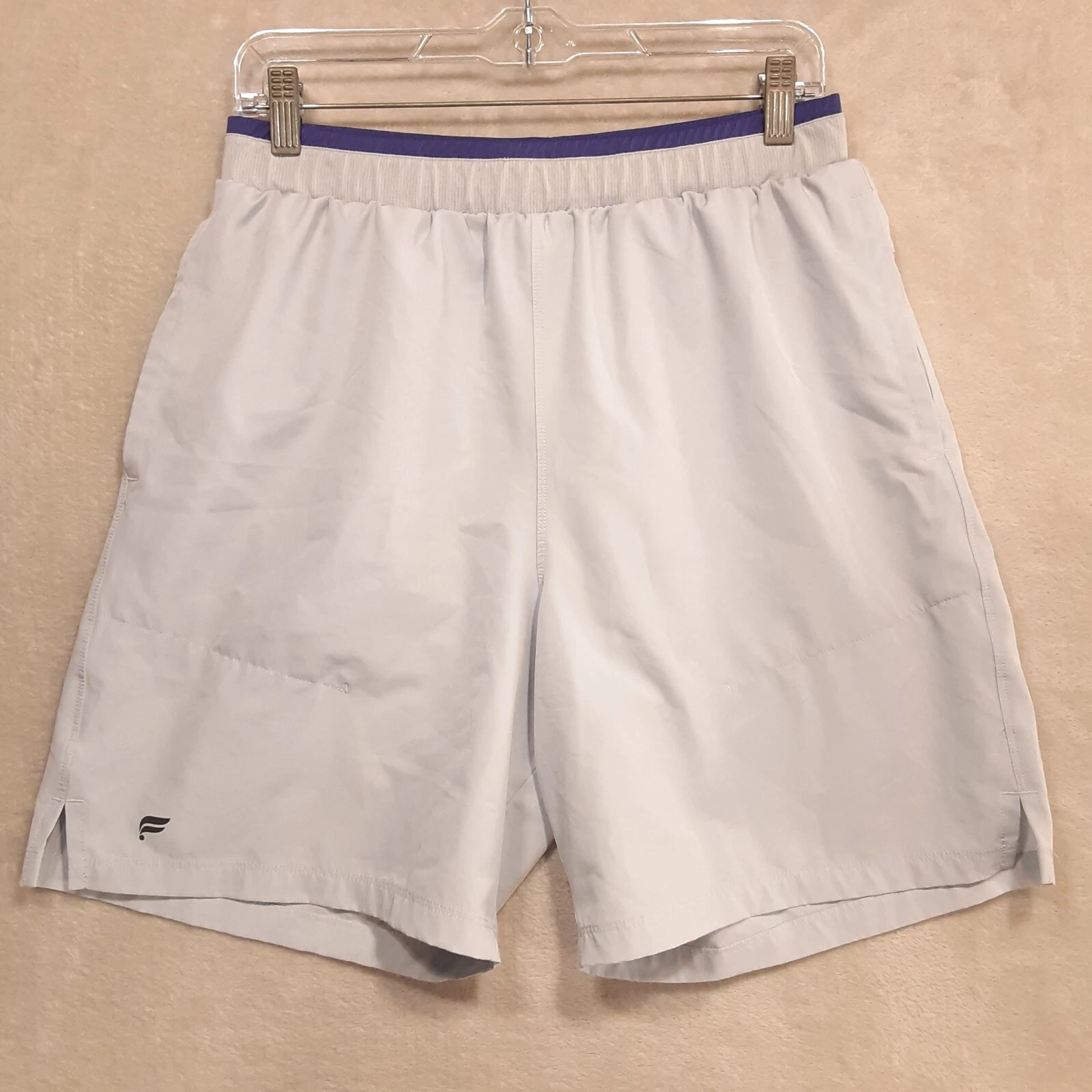 Fabletics Mens Running Shorts Sz.L/Gray/6" Inseam/Slash Pockets/Black Logo/Cell