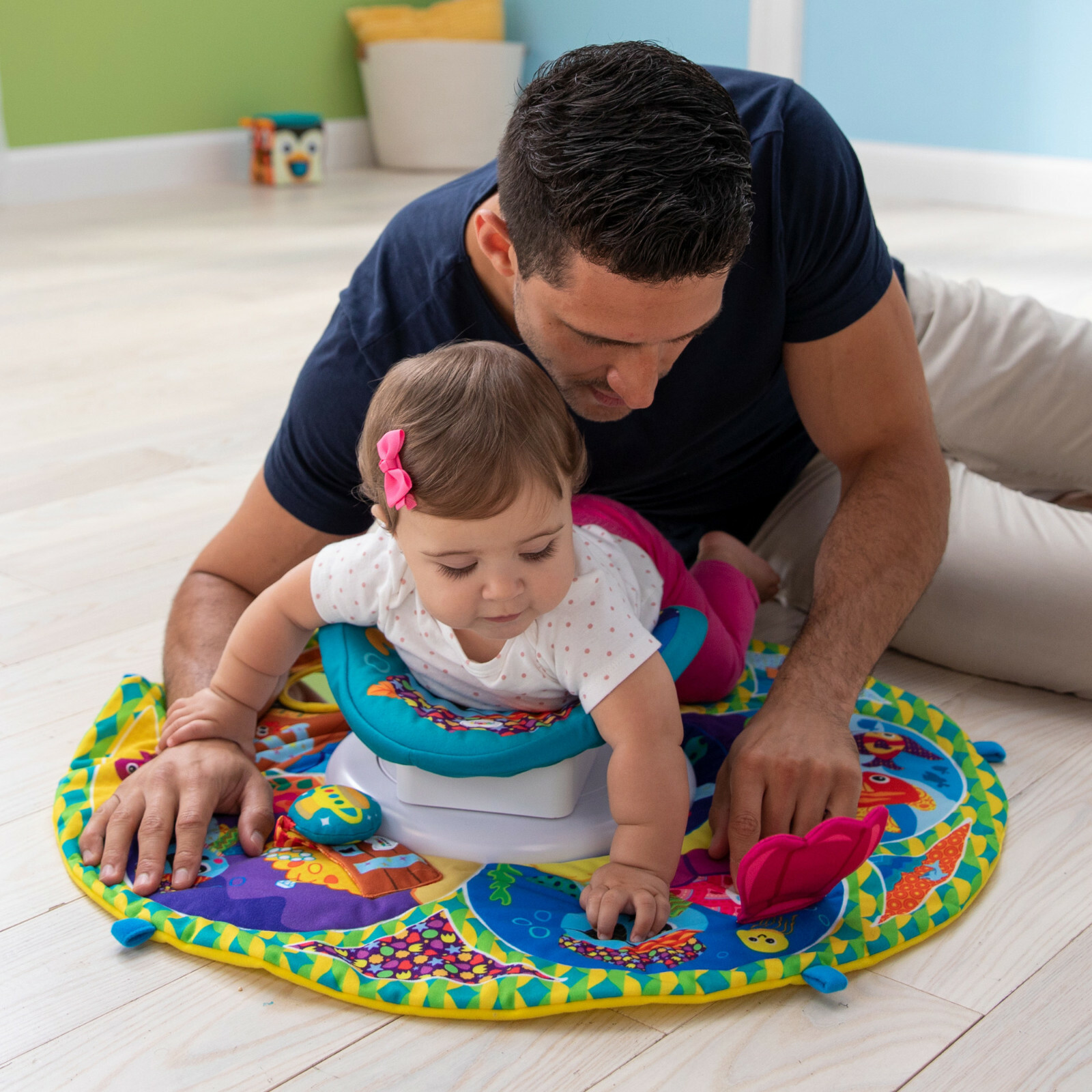 lamaze spin & explore garden baby gym play mat