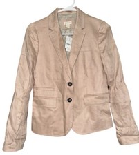 J Crew Linen Schoolboy Blazer Womens Light Pink Sz 0 Lined Pockets NEW