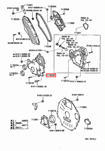 Genuine Toyota LandCruiser HZJ81 HZJ80 1HZ 4.2 Diesel Timing Gear Cover Case - Picture 12 of 15