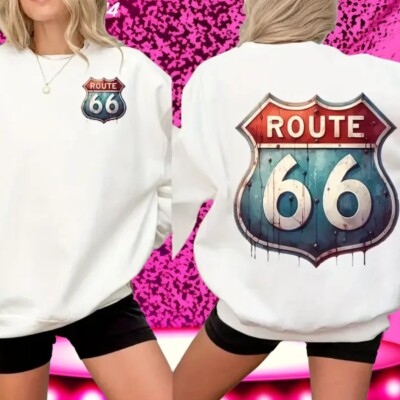Route 66 DIY Bügelbilder Waschbar Fertig Aufbügeln Aufkleber T-Shirt Kissen
