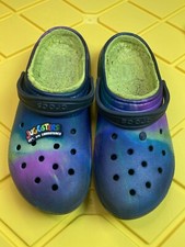 Crocs Faux Fur Lined Clogs Spray Dye Rainbow Unisex Size-Youth 6