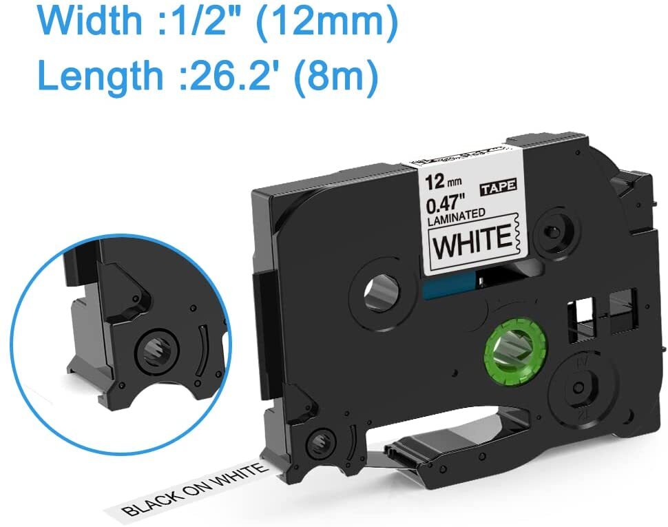 Schriftband Ersatz Für Brother TZe-231 TZ231 12mm Laminated White