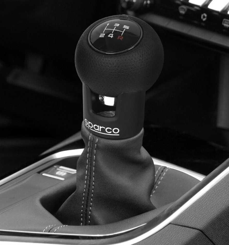 Sparco Car Gear Knob Lift Up Reverse Manual Vehicle Black Leather Gear