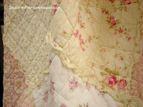 Tagesdecke RONJA 230x260 cm Creme Rosa Patchwork Plaid Sofa Bett Überwurf - Bild 6 von 16