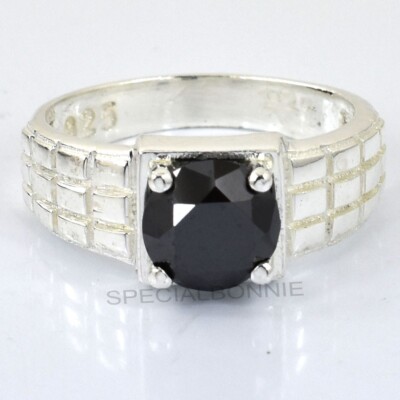 Certified Ct Stunning Black Diamond Ring-925 