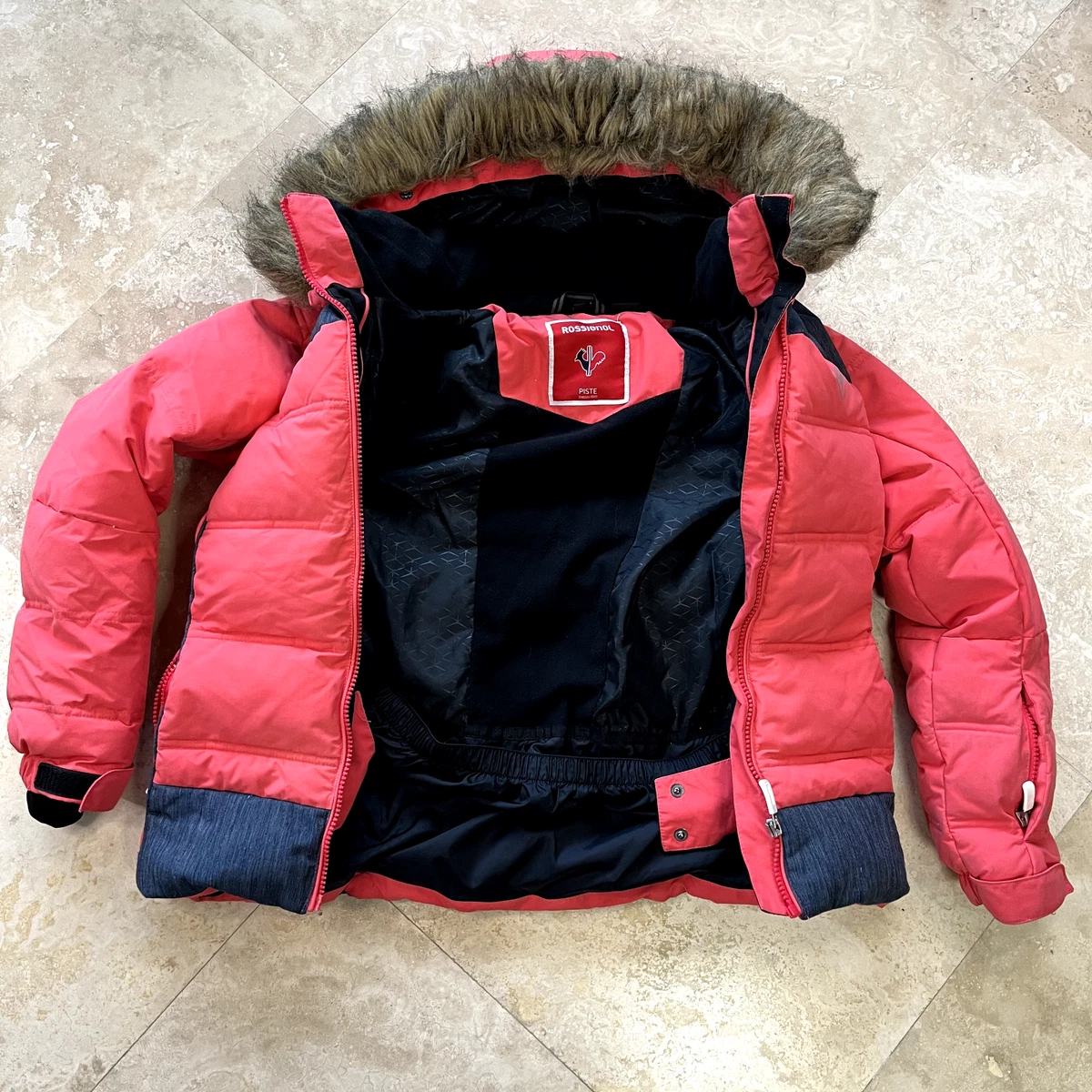 Pink puffer ski jacket sales