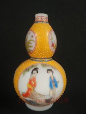 Collection Chinese Old Coloured Glaze Manual Painting Beauty Flowers Birds Vases