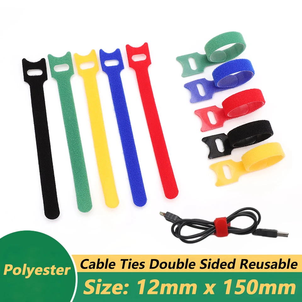 Cable Ties Double Sided Reusable One Wrap Strap Ties Color Strapping Fastener - Image 2 of 4