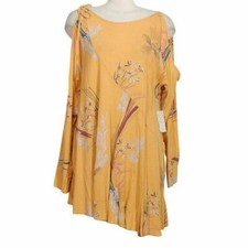 FREE PEOPLE Orange Clear Skies Floral Cold Shoulder Tunic Mini Dress XS