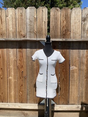 white button bodycon dress and black functional gold buttons