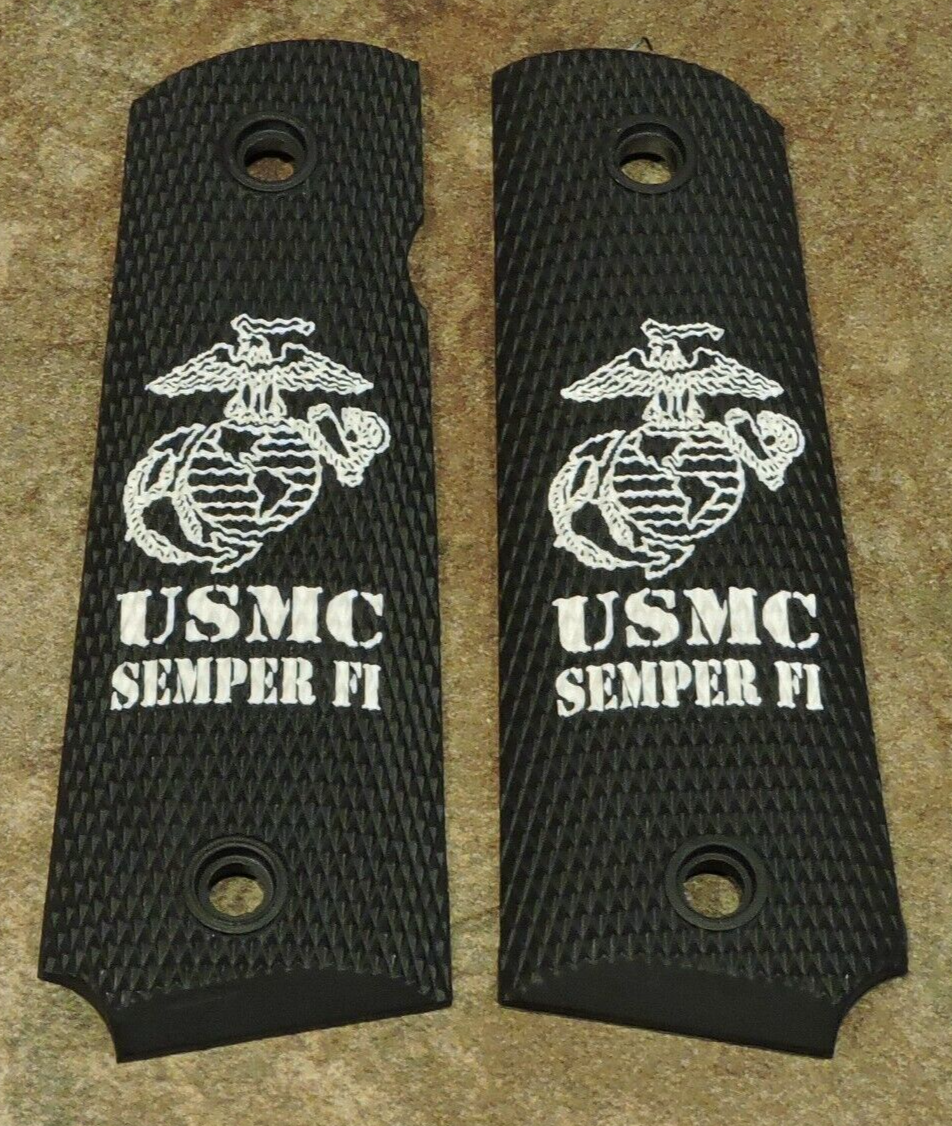 Colt 1911 Pistol Grips USMC, Eagle Globe and Anchor in Charcoal Silver Full Size – The Sporting Jack