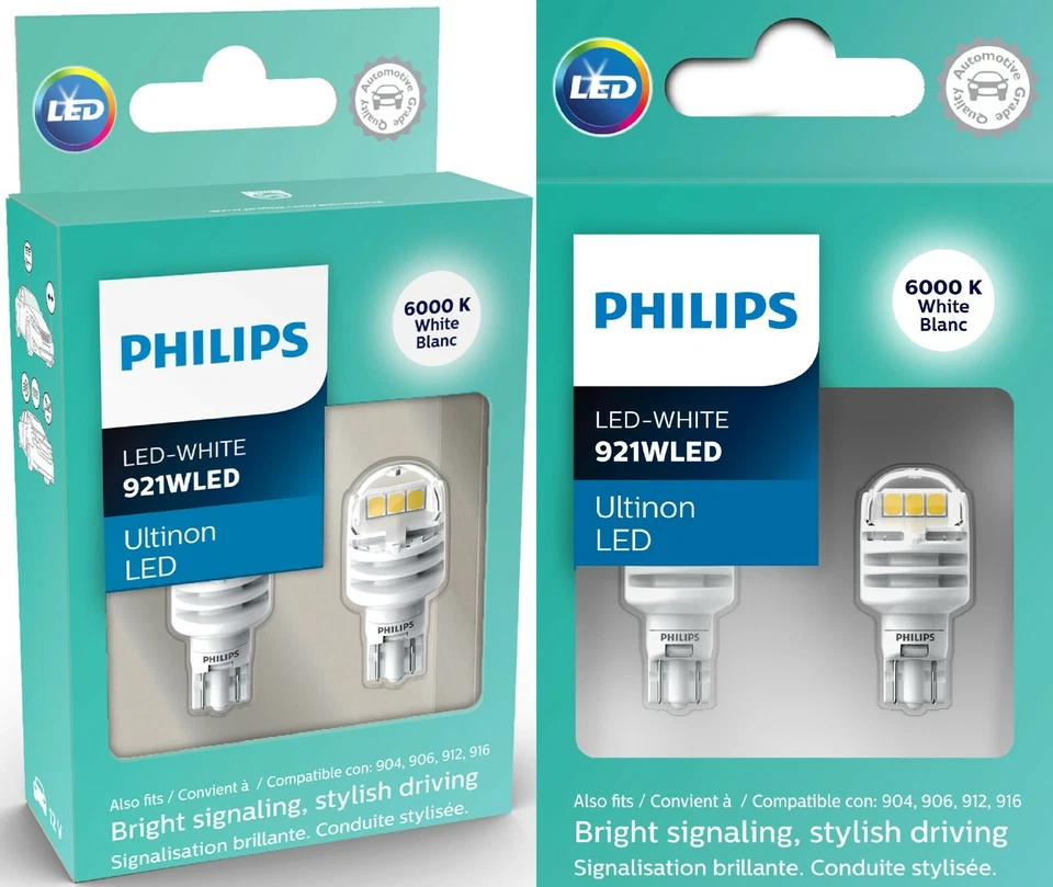 Philips Ultinon Luz LED 912 Blanco 6000K Dos Bombillas Respaldo Inverso Reemplazar Lámpara Foto 2 de 4
