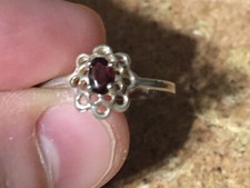 OVAL GARNET RED 925 STERLING SILVER RING SIZE 8 / WRONGWAY052