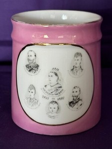Queen Victoria Diamond Jubilee (1897) - Three Generations Pink Lustre FBC Mug 