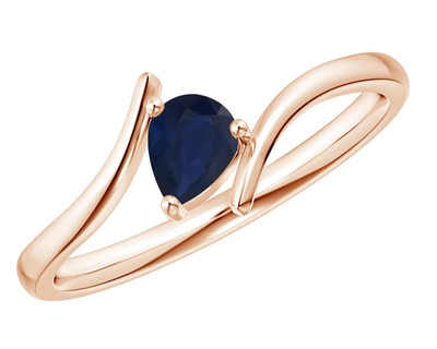 10k Solid Gold Blau Saphir Umgehen Zierliche Ring Birne Schnitt 0.35 Karat Damen