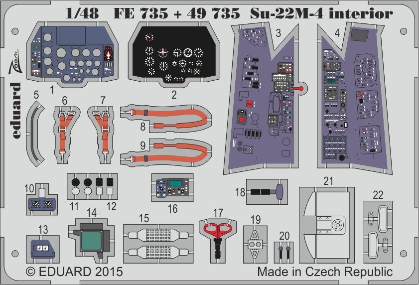 Eduard Accessories FE735 - 1:48 Su-22M-4 Interior For Smer - Etched Set - New