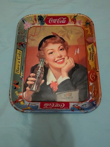 Vintage Coca-Cola Advertising Metal Serving Tray Multicolor Soda Theme