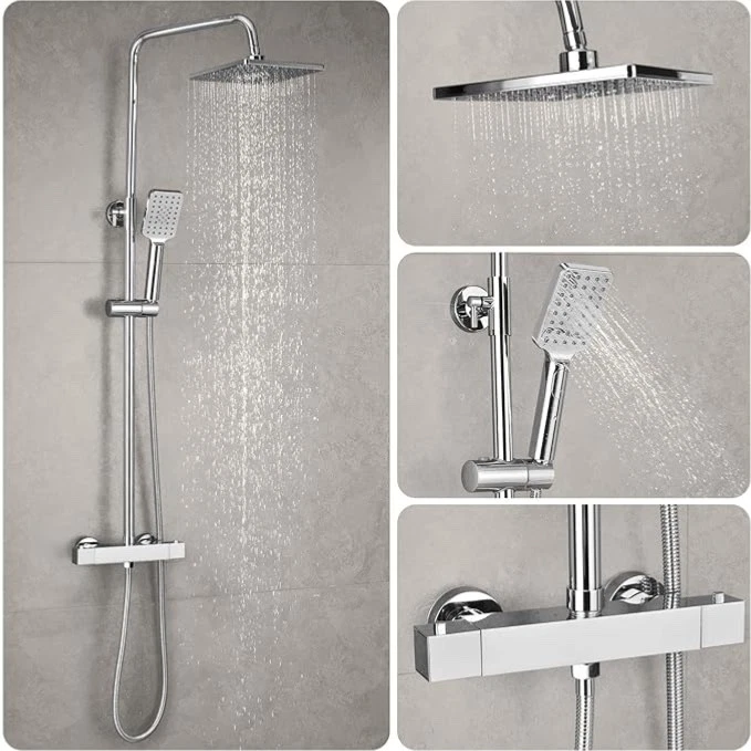 Duschsystem mit Thermostat 38℃ Regendusche mit Thermostat Duscharmatur Chrom - Bild 2 von 4